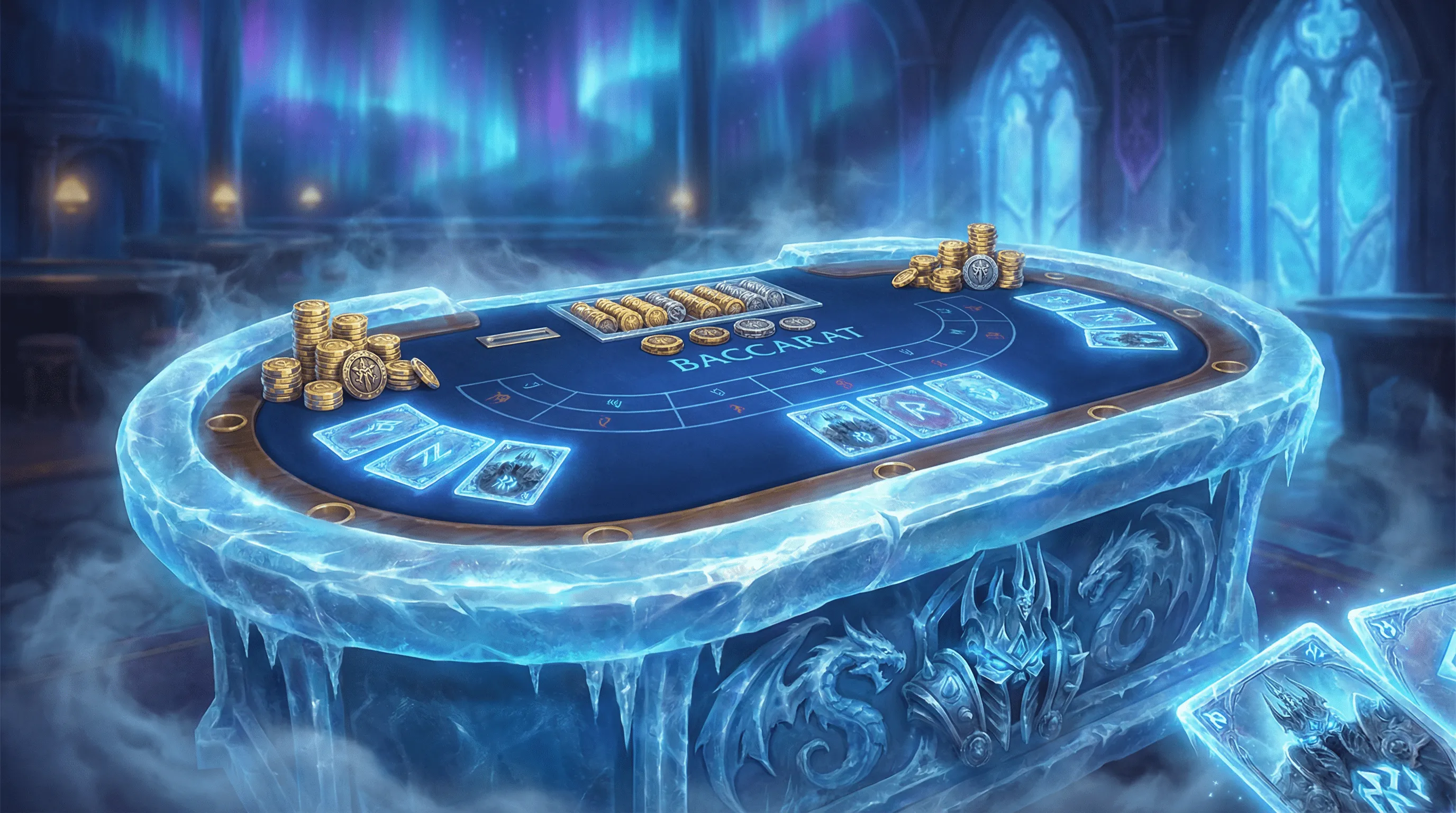 Mesa de Bacará luxuosa com cristais de gelo no zzwin