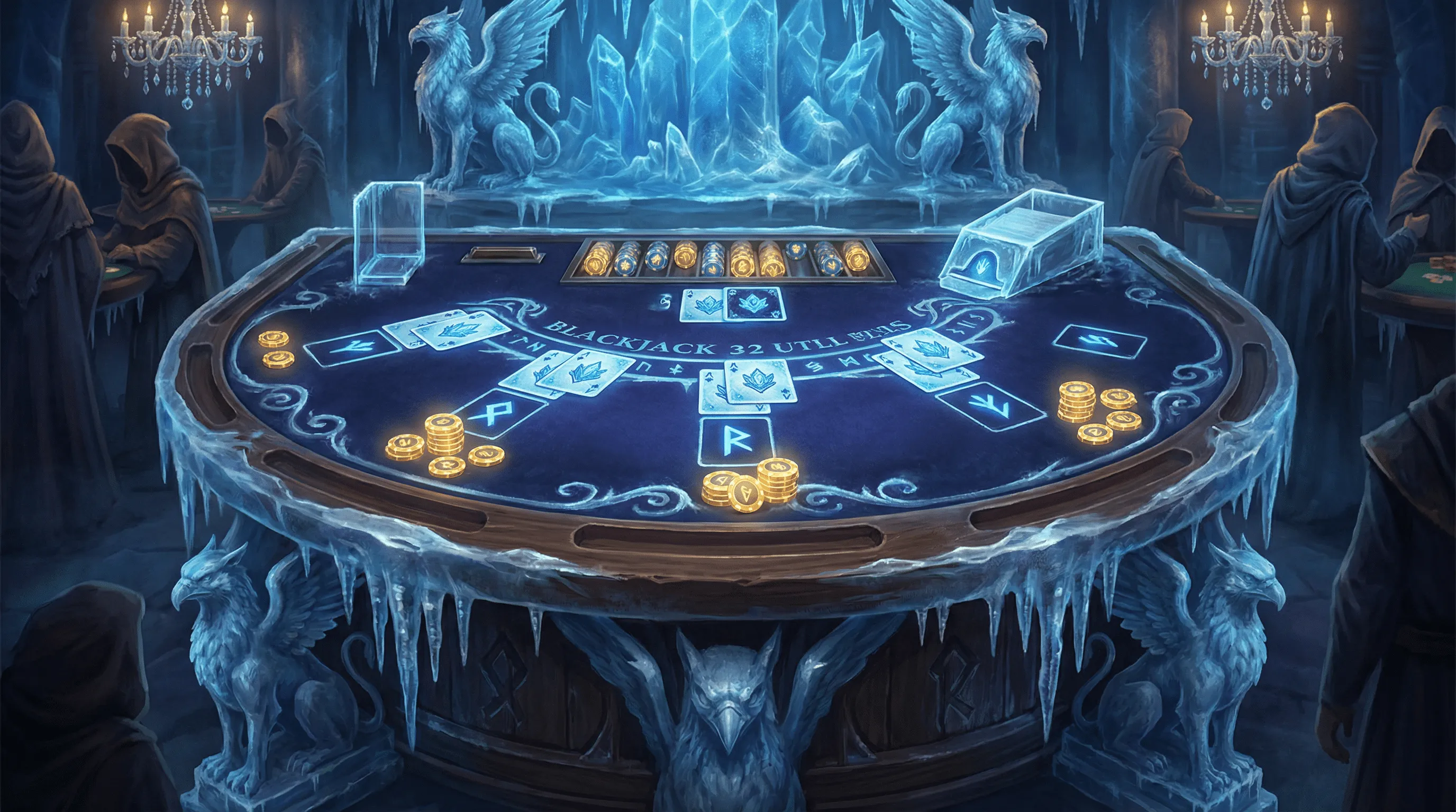 Mesa de Blackjack elegante com tema de gelo no zzwin